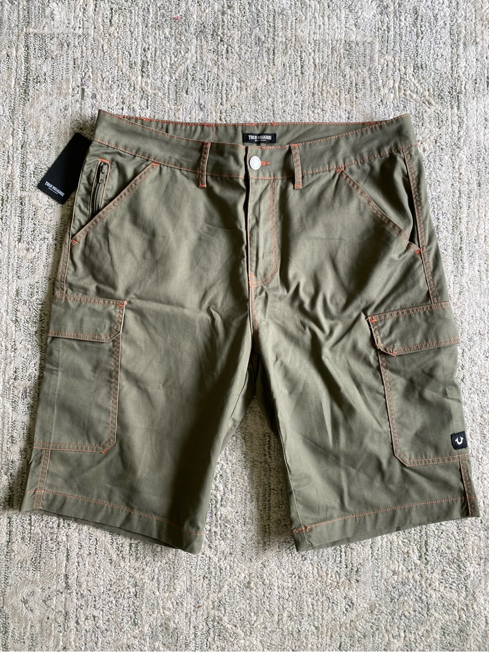 NEW True religion men's green cargo shorts 108056R7 Size 38
